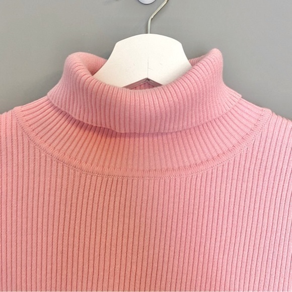 Vintage Baby Pink 100% Cotton Knit Turtleneck Sweater - Picture 3 of 9